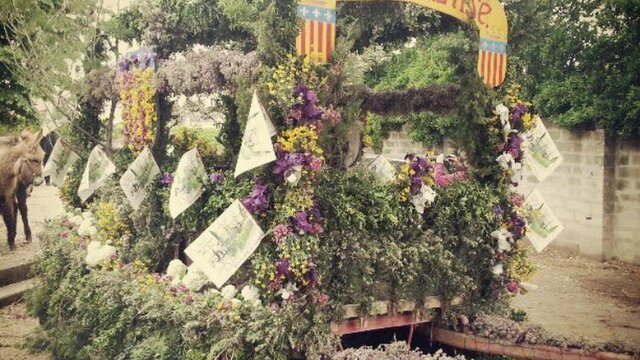 Défilé du 1er mai charrette ânes Saint-Rémy-de-Provence